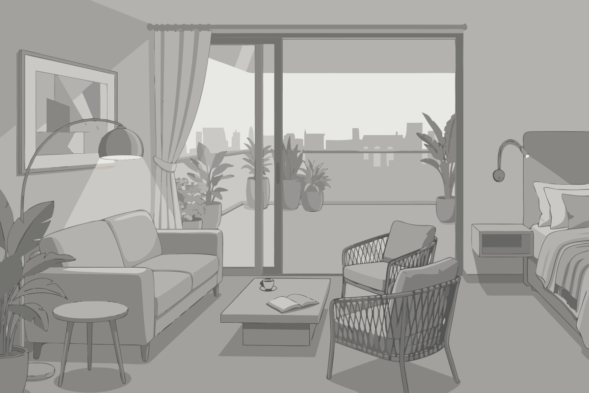 Apartamento de 4 dormitorios con balcón